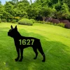 Personalized Address Number Boston Terrier Dog Metal Garden Decor, Boston Terrier Housewarming Stake