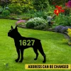 Personalized Address Number Boston Terrier Dog Metal Garden Decor, Boston Terrier Housewarming Stake