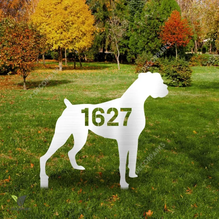 Customized Address Boxer Dog Metal Garden Art, Boxer Puppy Yard Stake