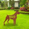 Customized Address Boxer Dog Rustic Metal Garden Art, Boxer Puppy Welded Stake