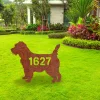 Custom Address Number Cairn Terrier Dog Rusty Metal Garden Sign, Cairn Terrier Weatherproof Artwork