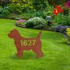 Custom Address Number Cairn Terrier Dog Rusty Metal Garden Sign, Cairn Terrier Weatherproof Artwork