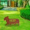 Customized Address Number Pembroke Welsh Corgi Dog Rustic Metal Garden Decor, Pembroke Welsh Corgi Evergreen Stake