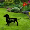 Custom Address Dachshund Dog Metal Garden Art, Dachshund, Wiener Dog Evergreen Stake