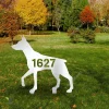 Personalized Address Number Dorberman Pinscher Dog Metal Garden Sign, Dorberman Pinscher Iron Yard Accent