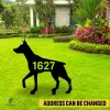 Personalized Address Number Dorberman Pinscher Dog Metal Garden Sign, Dorberman Pinscher Iron Yard Accent