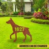 Personalized Address Number Dorberman Pinscher Dog Rusty Metal Garden Sign, Dorberman Pinscher Metallic Stake