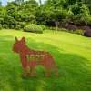 Customized Address Number French Bulldog Rusted Metal Garden Decoration, French Bulldog, Frenchies Cutout Artwork