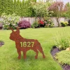 Customized Address Number French Bulldog Rusted Metal Garden Decoration, French Bulldog, Frenchies Cutout Artwork