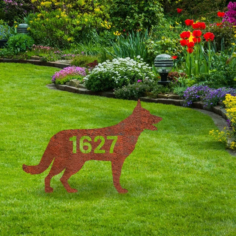 Custom Address Number German Shepherd Dog Rustic Metal Garden Decor, German Shepherd, Gsd Large Stake