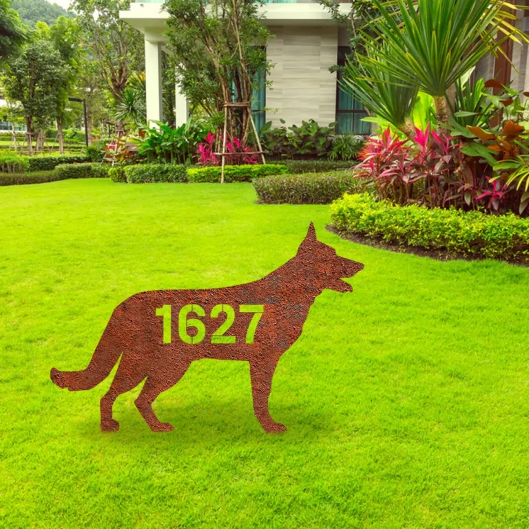 Custom Address Number German Shepherd Dog Rustic Metal Garden Decor, German Shepherd, Gsd Large Stake
