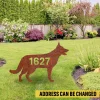 Custom Address Number German Shepherd Dog Rustic Metal Garden Decor, German Shepherd, Gsd Large Stake