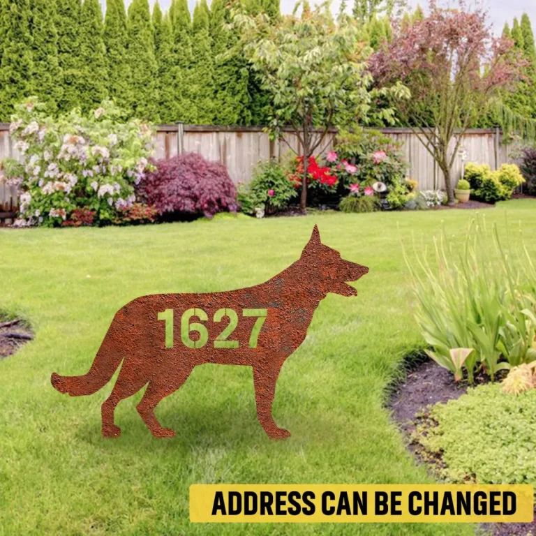 Custom Address Number German Shepherd Dog Rustic Metal Garden Decor, German Shepherd, Gsd Large Stake