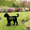 Customized Address Goldendoodle Dog Metal Garden Sign, Goldendoodle Monogram Accent