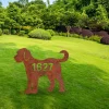 Customized Address Goldendoodle Dog Rusty Metal Garden Sign, Goldendoodle Modern Stake