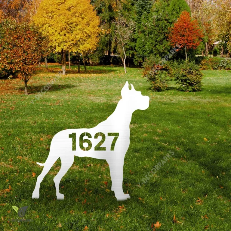 Custom Address Number Great Dane Dog Metal Garden Decoration, Great Dane Modern Stake