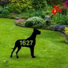 Custom Address Number Great Dane Dog Metal Garden Decoration, Great Dane Modern Stake