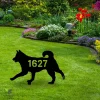 Personalized Address Number Siberian Husky Dog Metal Garden Decor, Siberian Husky Pet Backyard Stake