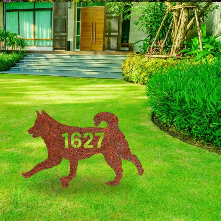 Personalized Address Number Siberian Husky Dog Rustic Metal Garden Decor, Siberian Husky Pet Home Artwork