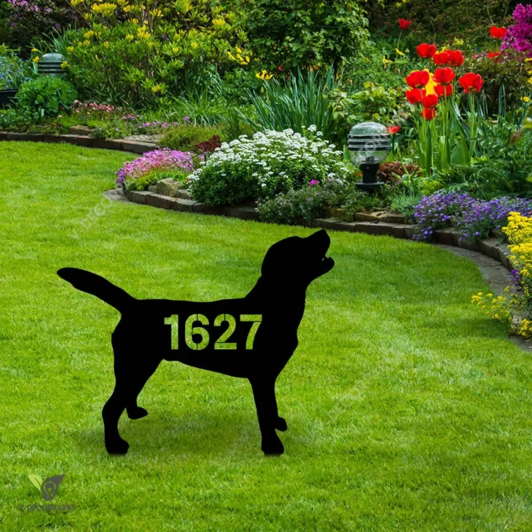 Customized Address Number Labrador Retriever Dog Metal Garden Art, Labrador Retriever Home Artwork