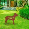 Custom Address Number American Pit Bull Dog Rusted Metal Garden Sign, Staffordshire Bull Terrier Outdoor Accent