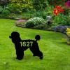 Personalized Address Number Standard Poodle Dog Metal Garden Decoration, Standard Poodle Outdoor Accent