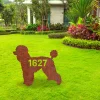 Personalized Address Number Standard Poodle Dog Rusted Metal Garden Decoration, Standard Poodle House Stake