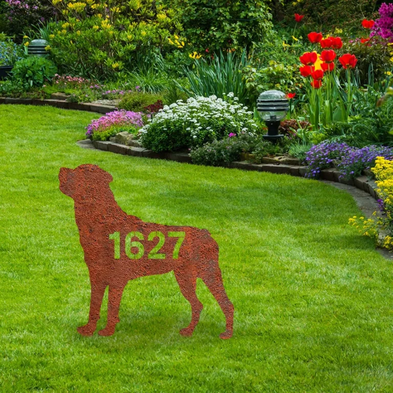 Customized Address Rottweiler Dog Rustic Metal Garden Decor, Rottweiler, Rotties Exterior Stake
