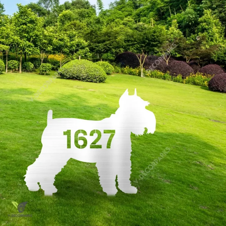 Custom Address Number Miniature Schnauzer Dog Metal Garden Art, Miniature, Standard Schanauzer Exterior Stake