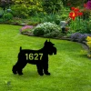 Custom Address Number Miniature Schnauzer Dog Metal Garden Art, Miniature, Standard Schanauzer Exterior Stake