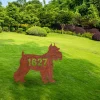 Custom Address Number Miniature Schnauzer Dog Rusty Metal Garden Art, Miniature, Standard Schanauzer Plasma Cut Accent