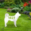 Personalized Address Number Shiba Inu Dog Metal Garden Sign, Shiba Inu Puppy Plasma Cut Accent