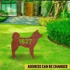Personalized Address Number Shiba Inu Dog Rustic Metal Garden Sign, Shiba Inu Puppy Plasma Outer Stake