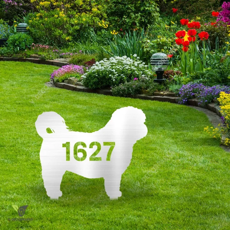 Customized Address Number Shih Tzu Dog Metal Garden Decoration, Shih Tzu Outer Stake