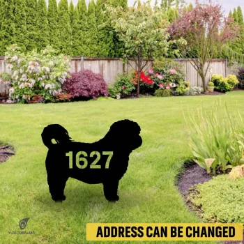 Customized Address Number Shih Tzu Dog Metal Garden Decoration, Shih Tzu Outer Stake