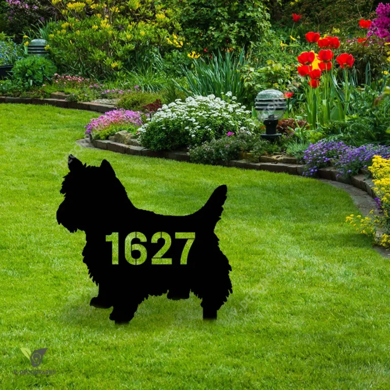 Custom Address Number Yorkshire Terrier Dog Metal Garden Decor, Yorkshire Terrier, Yorkies Patio Accent