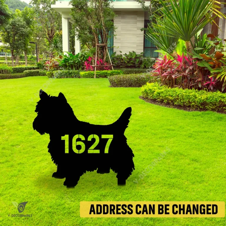 Custom Address Number Yorkshire Terrier Dog Metal Garden Decor, Yorkshire Terrier, Yorkies Patio Accent