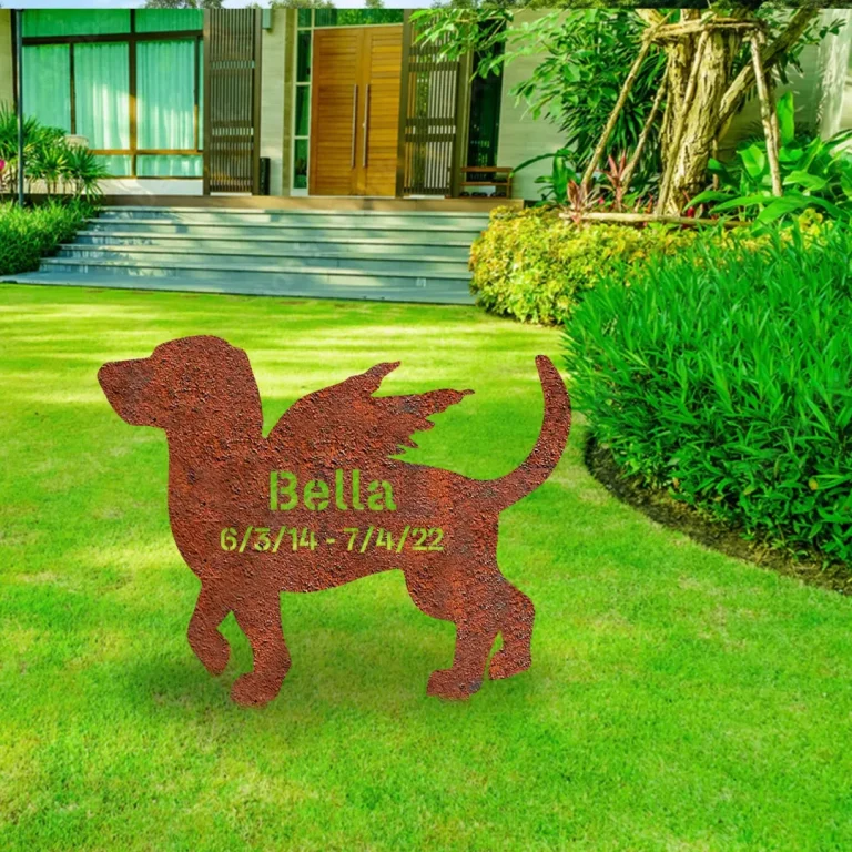 Customized Memorial Beagle Dog Rustic Metal Garden Art, Beagle Decorative Artwork