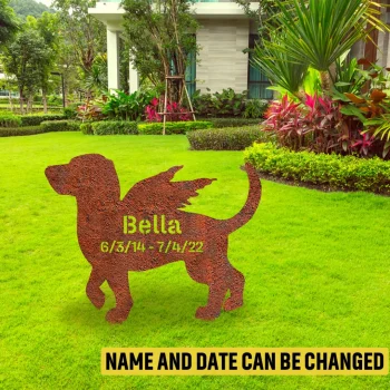 Customized Memorial Beagle Dog Rustic Metal Garden Art, Beagle Decorative Artwork