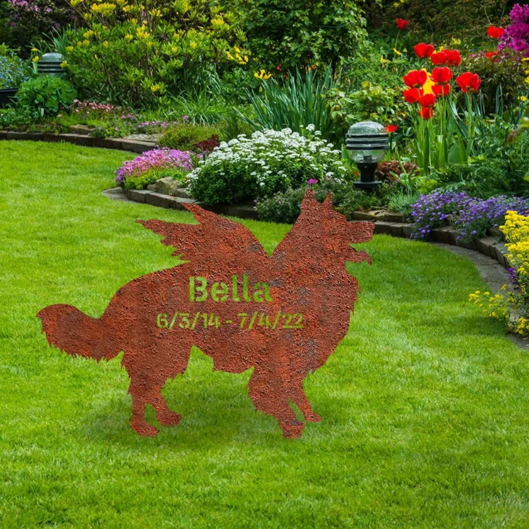 Personalized Memorial Border Collie Dog Rusted Metal Garden Decoration, Border Collie Yard Stake