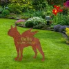 Customized Memorial Boston Terrier Dog Rusted Metal Garden Decor, Boston Terrier Welded Stake