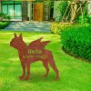 Customized Memorial Boston Terrier Dog Rusted Metal Garden Decor, Boston Terrier Welded Stake