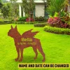 Customized Memorial Boston Terrier Dog Rusted Metal Garden Decor, Boston Terrier Welded Stake
