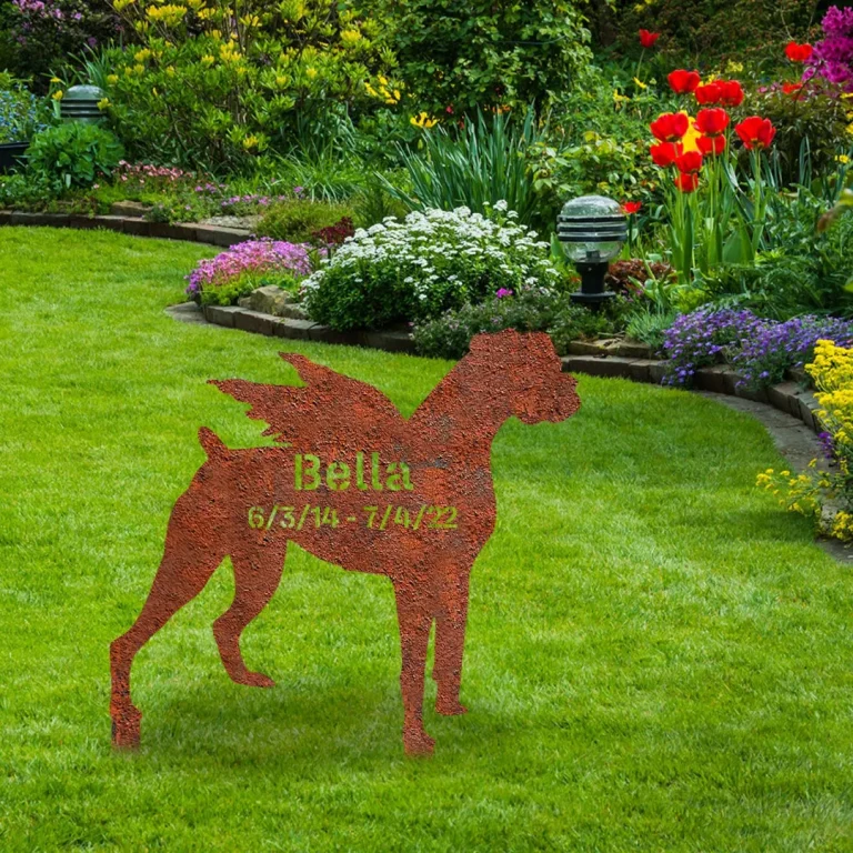 Custom Memorial Boxer Dog Rustic Metal Garden Art, Boxer Puppy Weatherproof Artwork