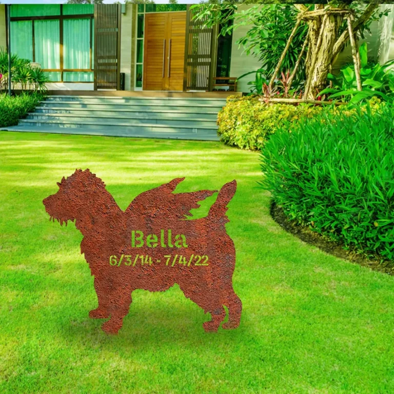Personalized Memorial Cairn Terrier Dog Rusty Metal Garden Sign, Cairn Terrier Puppy Stake