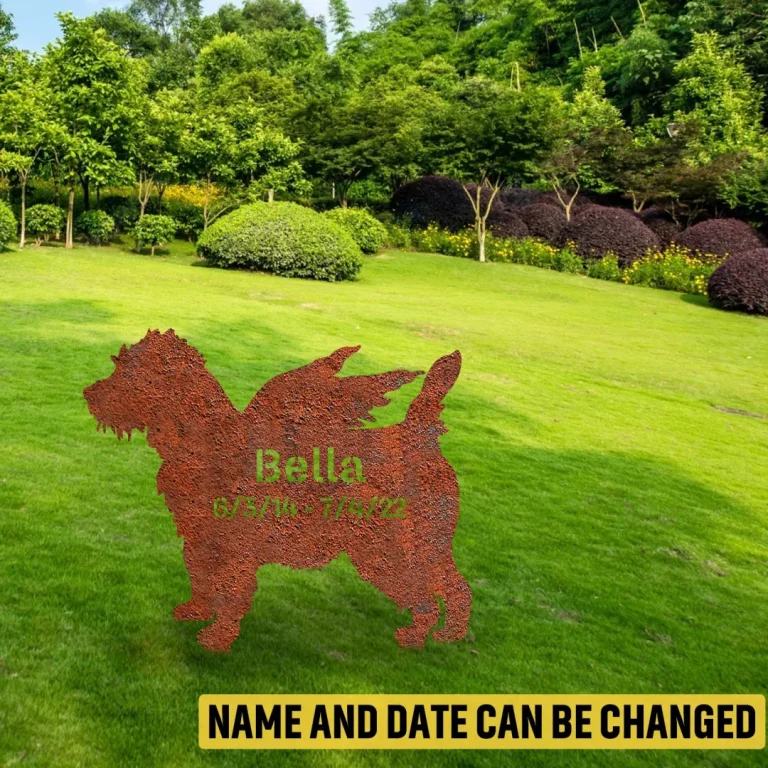 Personalized Memorial Cairn Terrier Dog Rusty Metal Garden Sign, Cairn Terrier Puppy Stake