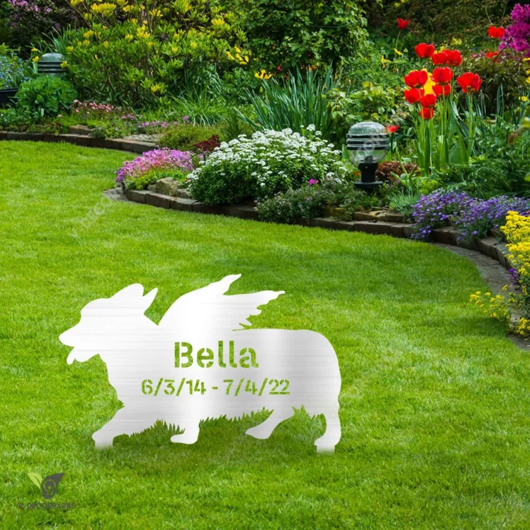 Custom Memorial Pembroke Welsh Corgi Dog Metal Garden Decor, Pembroke Welsh Corgi Metallic Stake