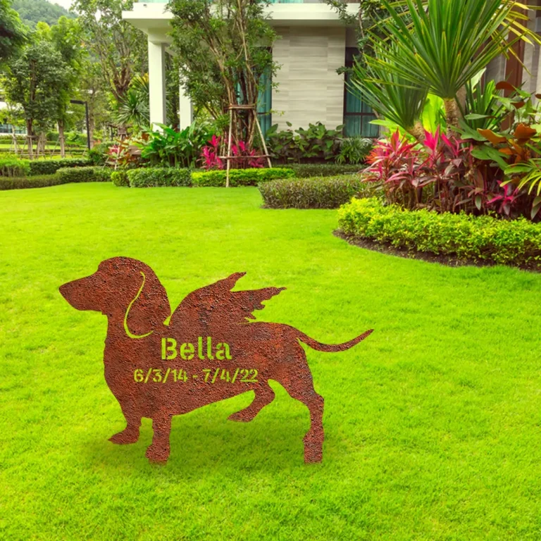 Personalized Memorial Dachshund Dog Rustic Metal Garden Art, Dachshund, Wiener Dog Iron Metallic Stake