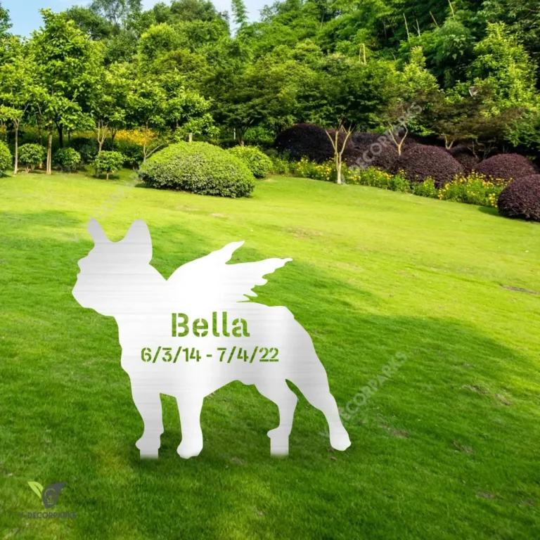Custom Memorial French Bulldog Metal Garden Decoration, French Bulldog, Frenchies Monogram Accent