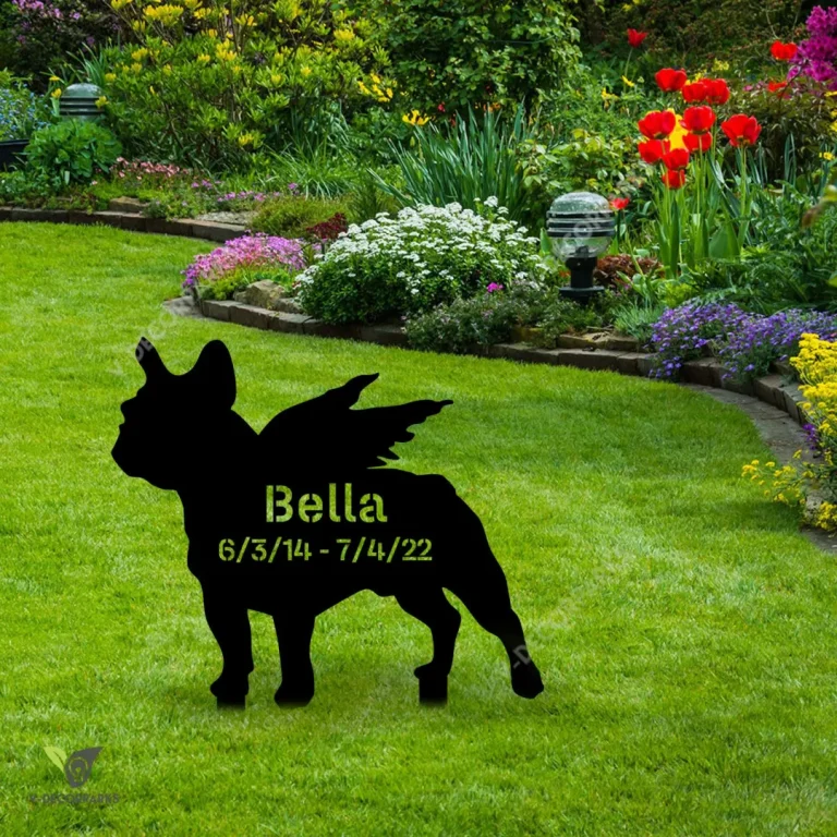 Custom Memorial French Bulldog Metal Garden Decoration, French Bulldog, Frenchies Monogram Accent